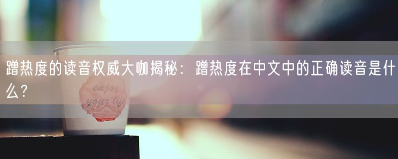 蹭热度的读音权威大咖揭秘：蹭热度在中文中的正确读音是什么？