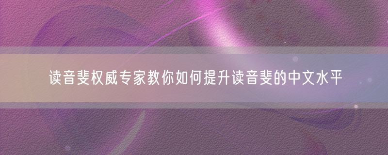 读音斐权威专家教你如何提升读音斐的中文水平