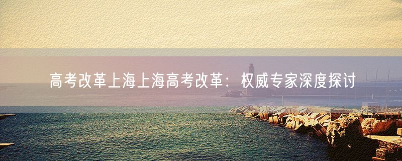 高考改革上海上海高考改革：权威专家深度探讨